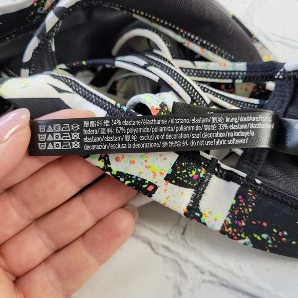 Victoria's Secret VSX Sports Bra Bralette Crop Top White black multicolor size S - Picture 11 of 14